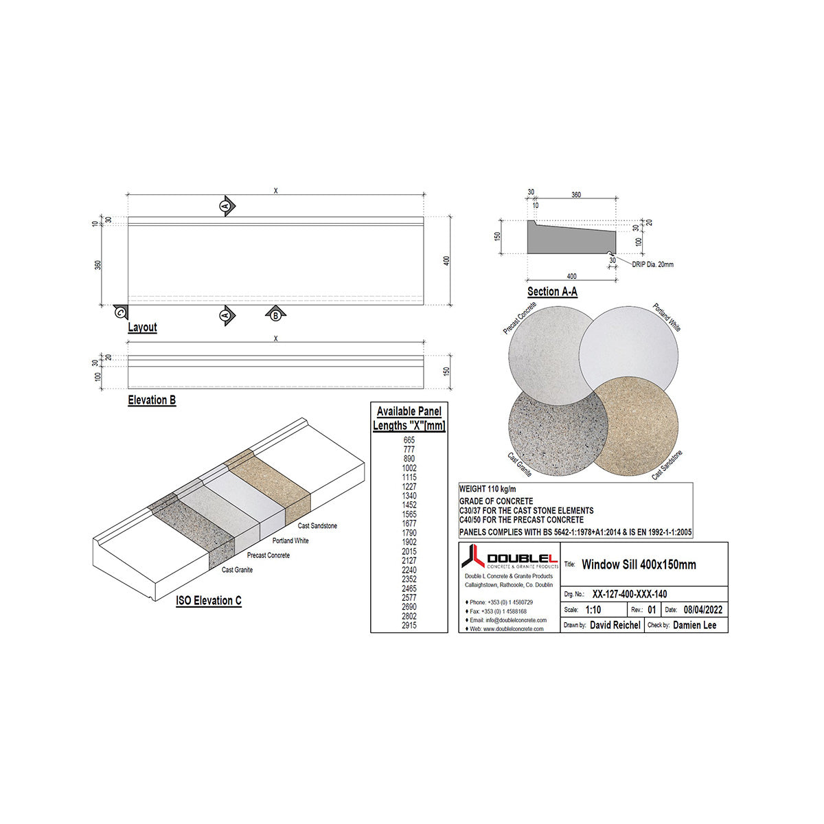 Cast Stone Window Sill - 400x150