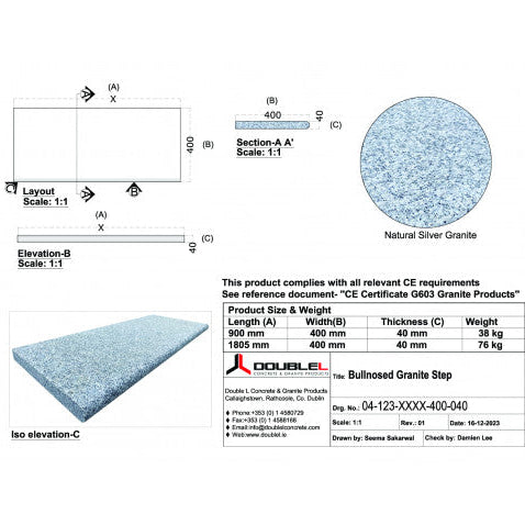 Silver Granite Bullnosed Step