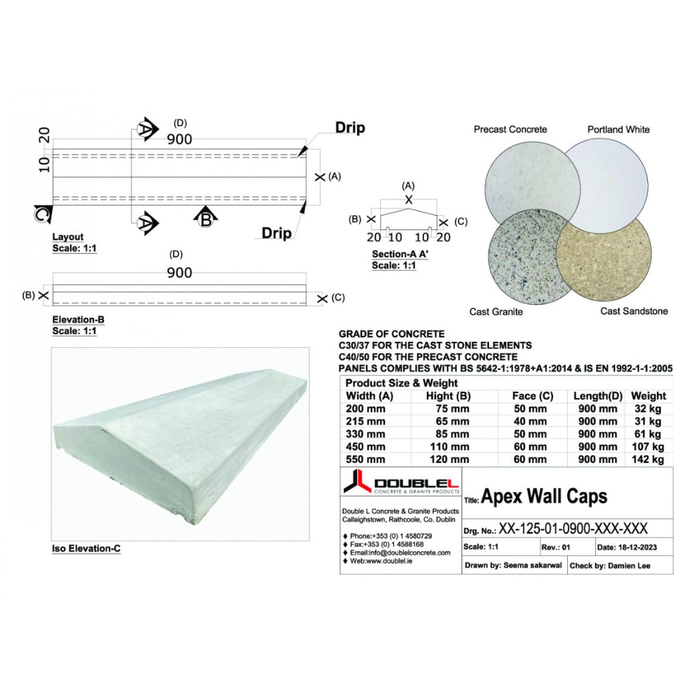 Cast Stone Wall Cap Apex
