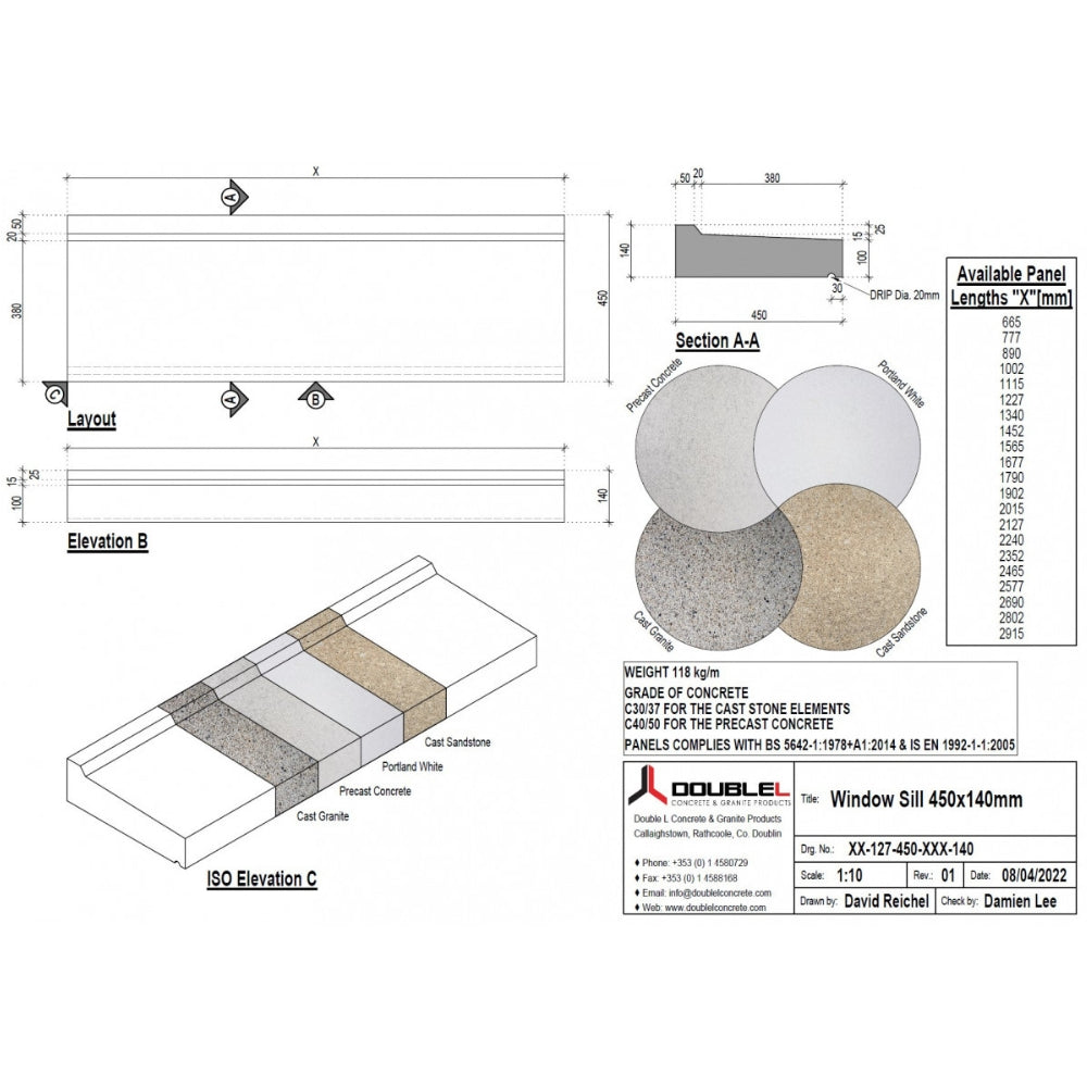 Cast Stone Window Sill - 450x140