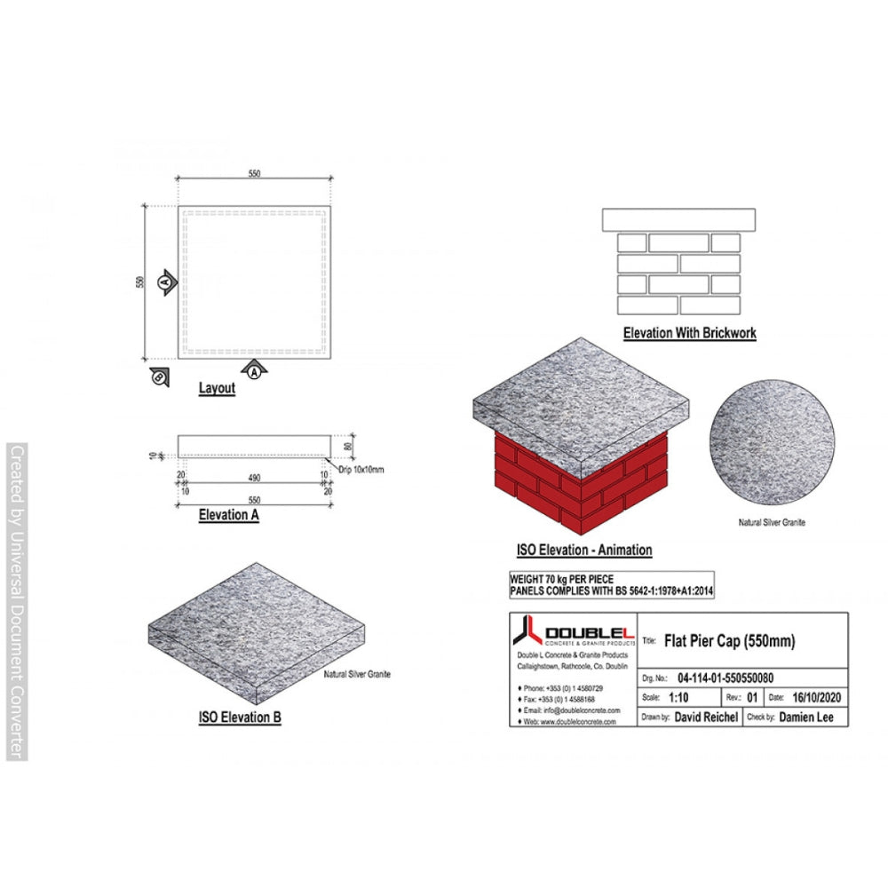 Natural Granite Flat Pier Caps