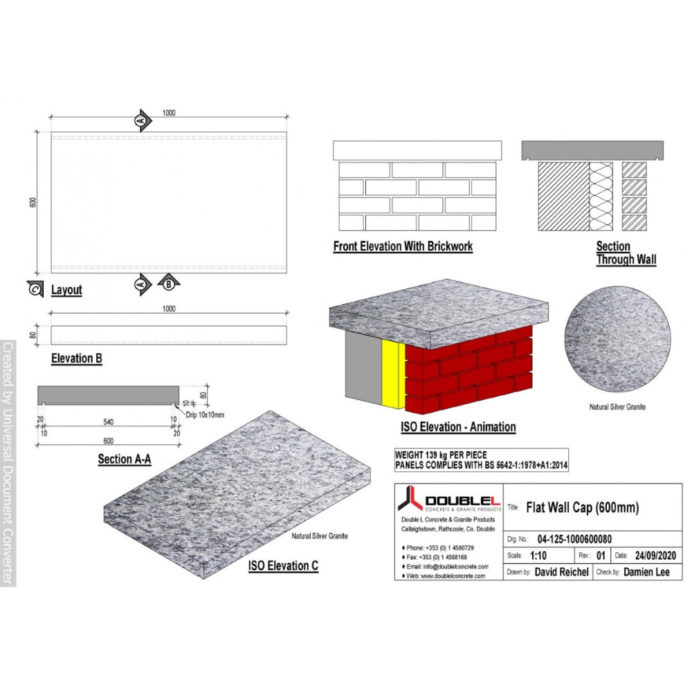 Natural Granite Flat Wall Cap
