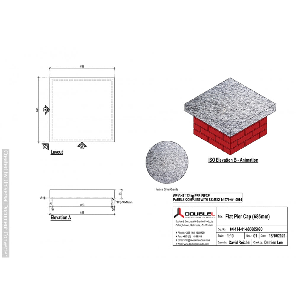 Natural Granite Flat Pier Caps