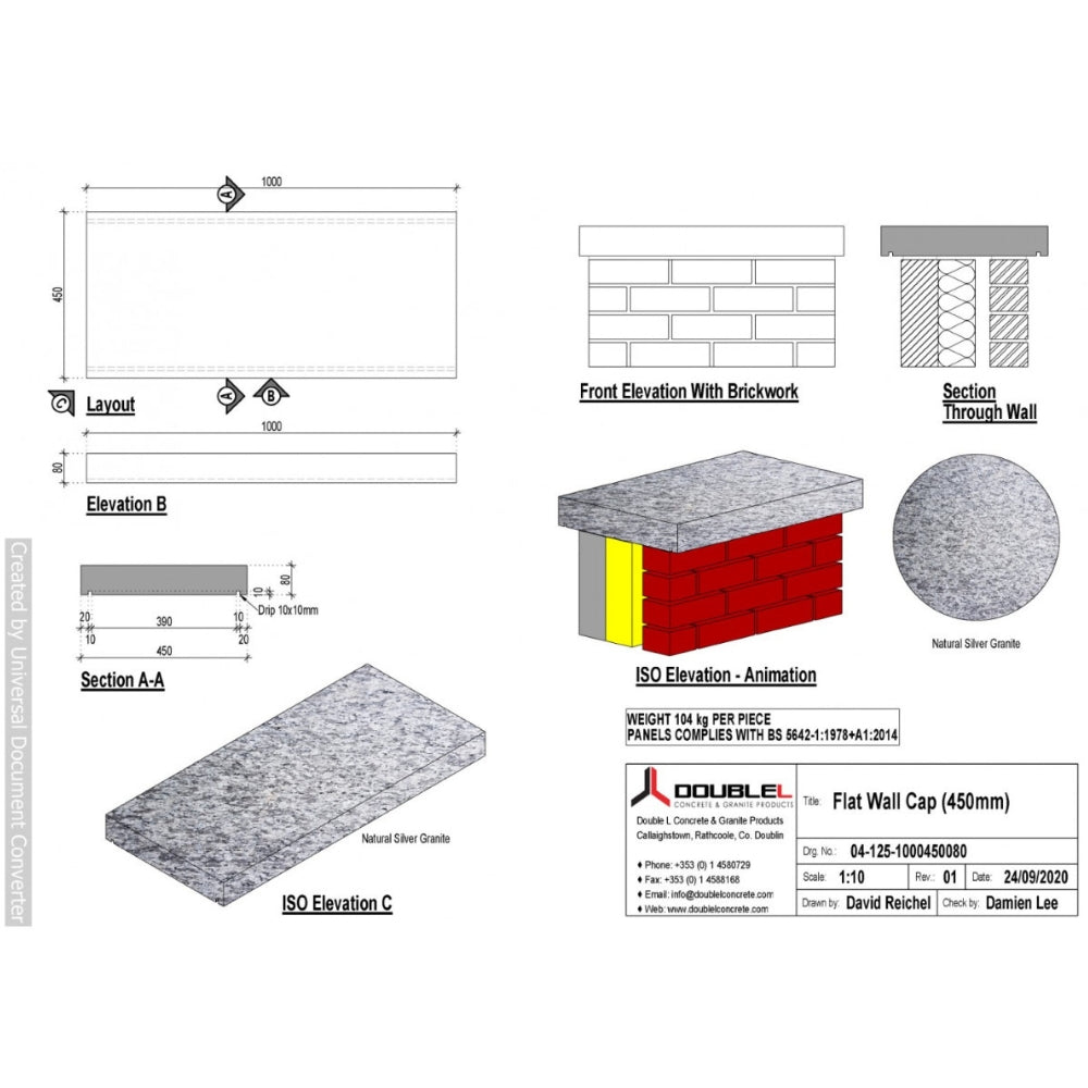 Natural Granite Flat Wall Cap