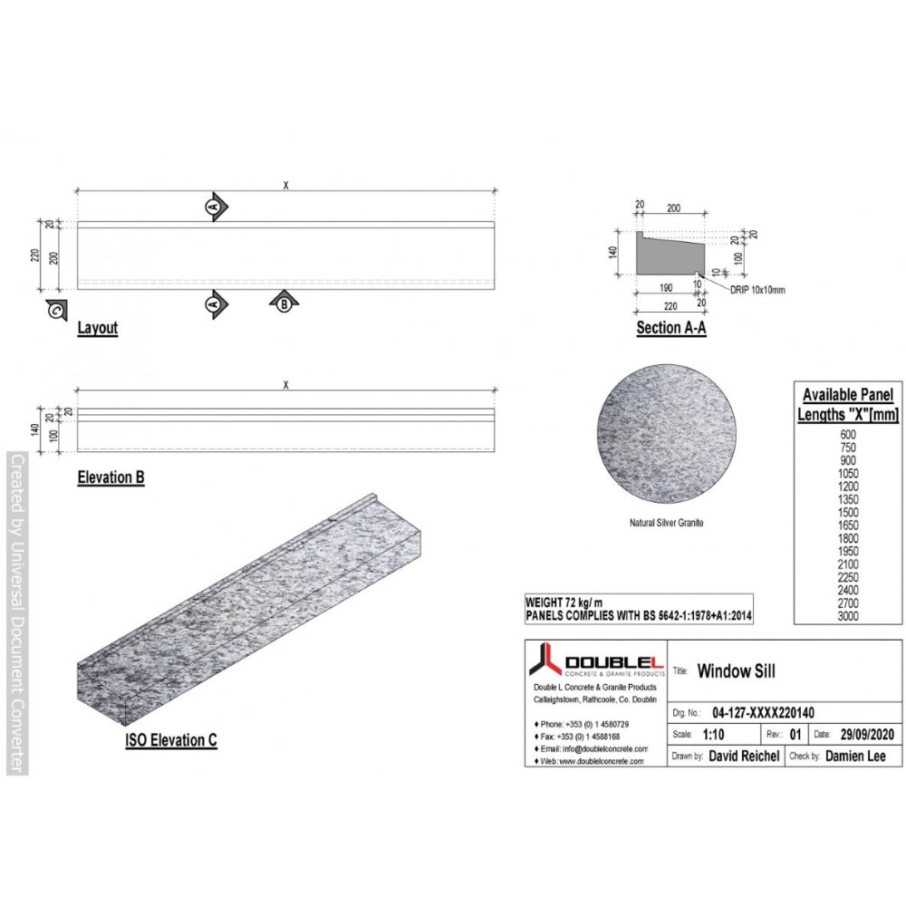 Silver Granite Window Sills - 220x140