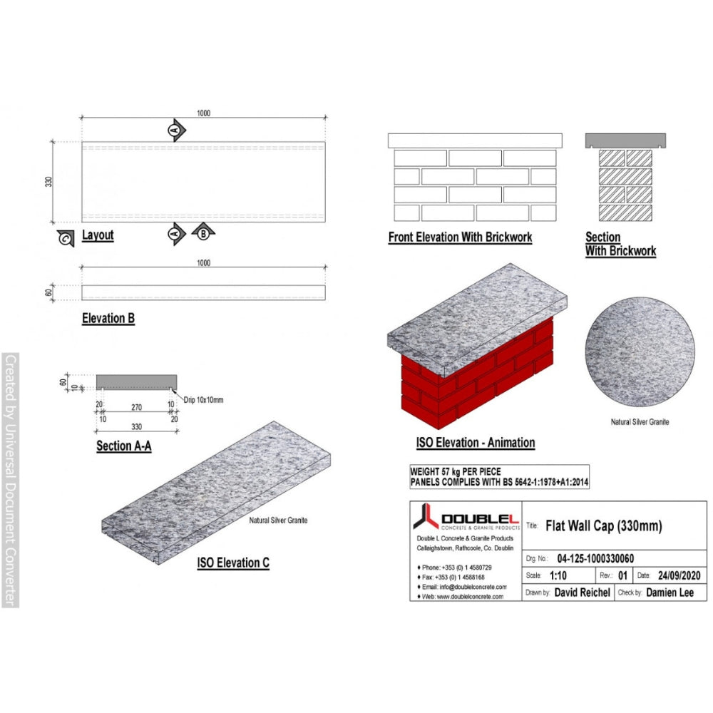 Natural Granite Flat Wall Cap