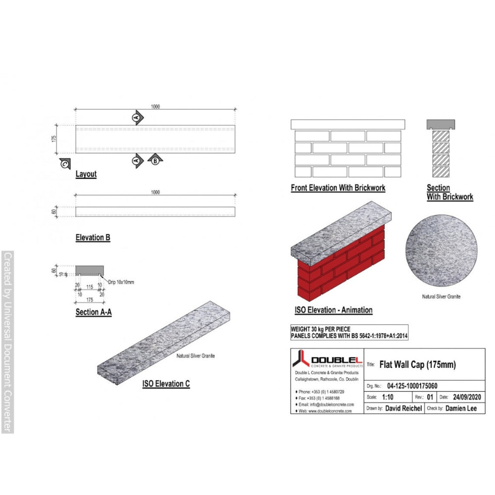 Natural Granite Flat Wall Cap