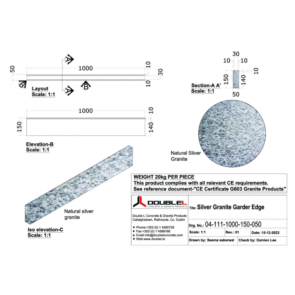Silver Granite Garden Edge