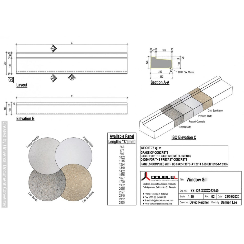 Concrete Window Sill - 265x140