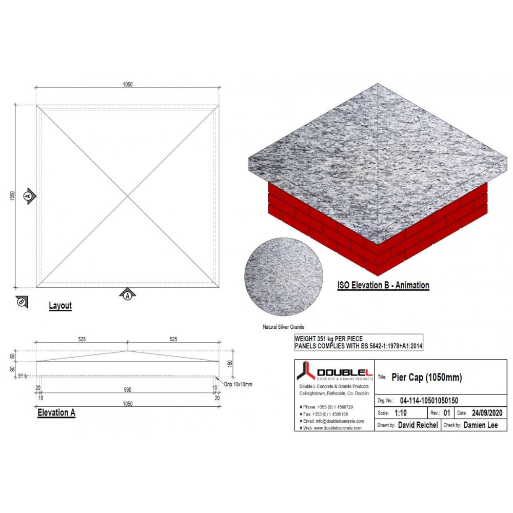 Natural Granite Apex Pier Caps