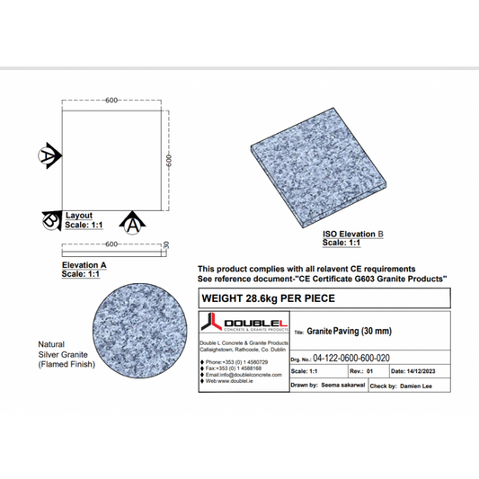Silver Granite Paving 30mm