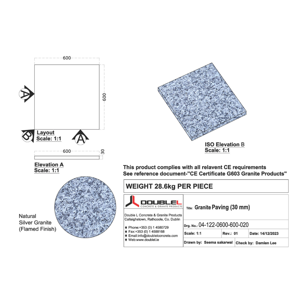 Silver Granite Paving 30mm