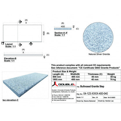 Silver Granite Bullnosed Step