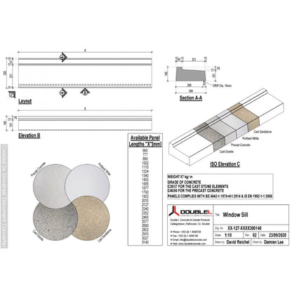 Cast Stone Window Sill - 300x140
