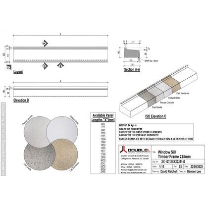 Concrete Window Sill T-Frame - 225x140