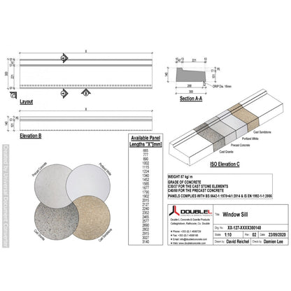 Concrete Window Sill - 300x140