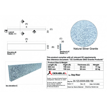 Silver Granite Step Riser